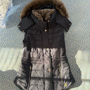 Joules Black Vest with Faux Fur Trim